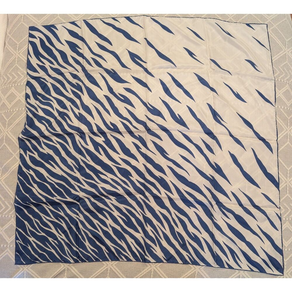 100% Silk Scarf • Blue/White Pattern • Approx. 32 x 32 • Lightweight Square